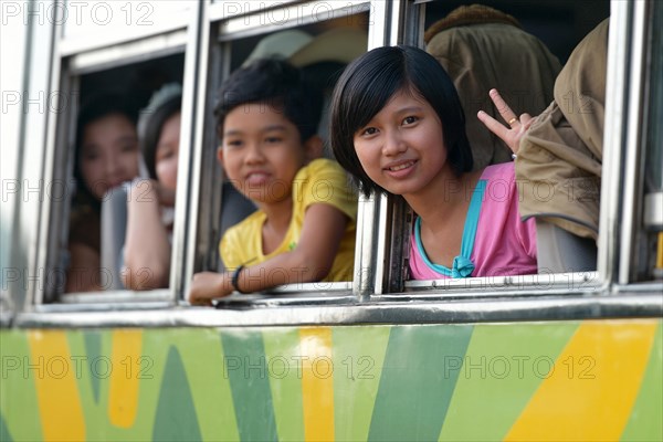 Schoolgirls on a bus