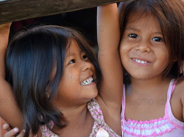 Two girls in an Indian village