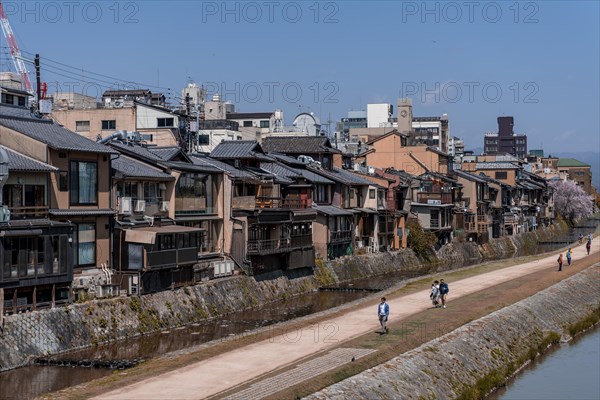 Houses on the banks of the Kamo River