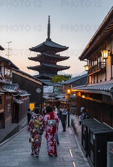 Pedestrian with kimono