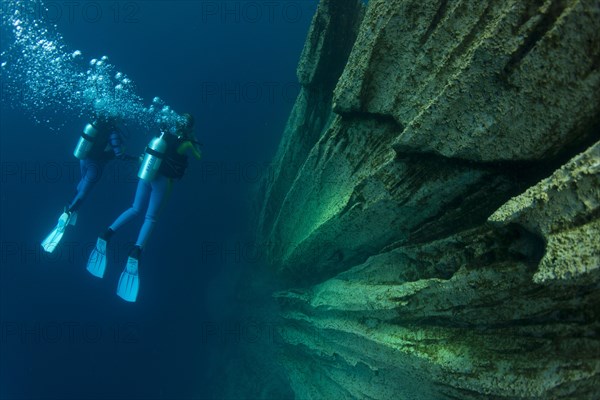 Scuba divers in Barracuda Lake