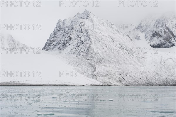 Snow-covered rocky mountains