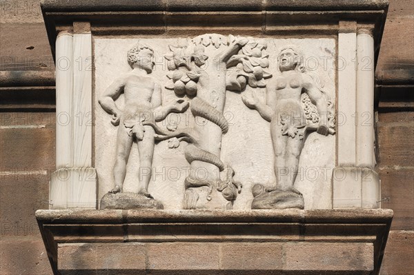 Bay window with a relief of the Fall of Man