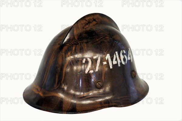Polish firefighter's helmet made of the synthetic resin bonded paper Pertinax