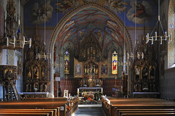 Chancel with the vaulted ceiling of the Parish Church of St. Pelagius