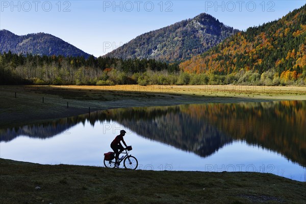 Cyclist at Mittersee Lake