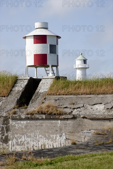 Beacon and lighthouse at Trekroner Sofort or Three Crowns Sea Fortress