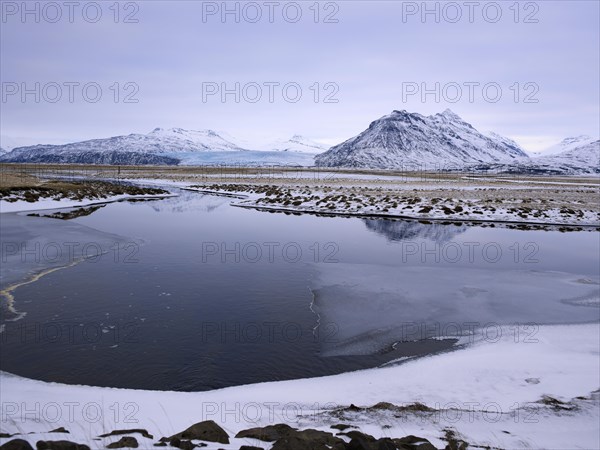 Meltwater of the Jokulsarlon glacier lagoon at the edge of the Vatnajokull Glacier