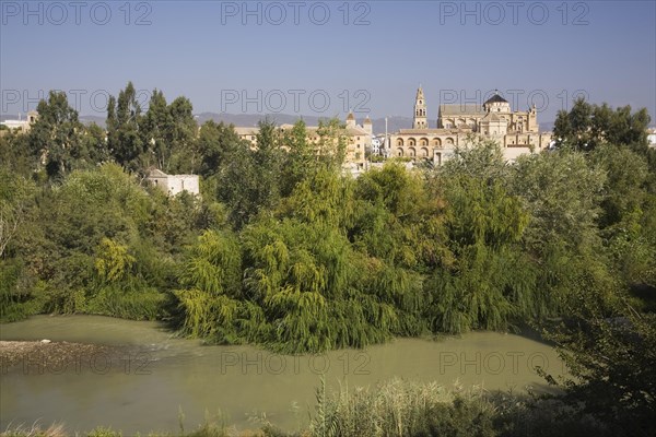 Guadalquivir river in front of the Mosqueâ€“Cathedral of Cordoba