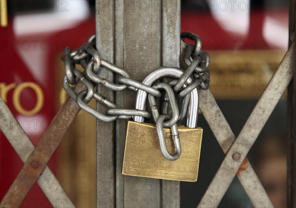 Chain secured with a padlock