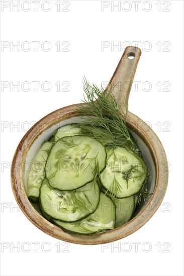 Cucumber salad with vinegar-oil dressing and dill