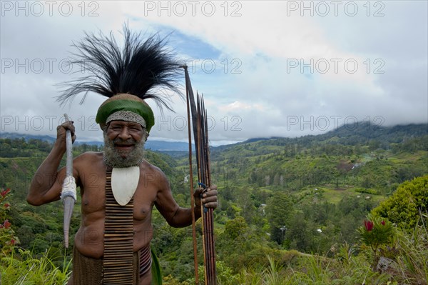 Traditionally dressed tribal chief in the Highlands