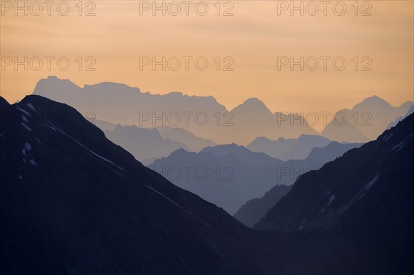 Panoramic view of the mountains at sunrise