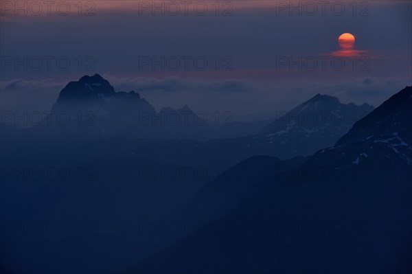 Allgaeu summit with the setting sun