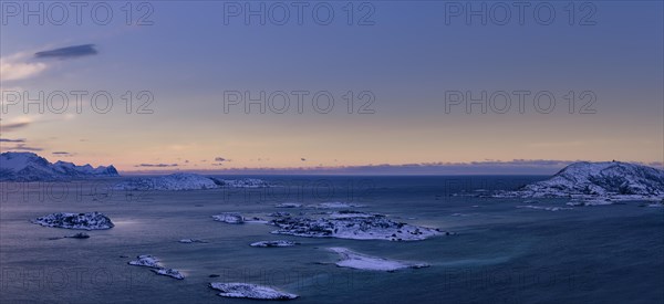 Fjord with islands during the blue hour