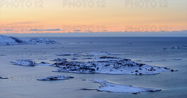 Fjord with islands during the blue hour