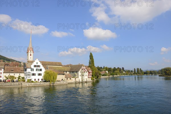 View of the historic centre of Stein am Rhein with St. George's Abbey