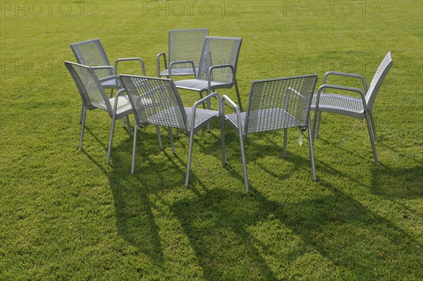 Garden chairs on a lawn