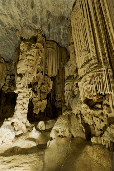 Stalactites and stalagmites in Van Zyl's Hall inside the Cango Caves