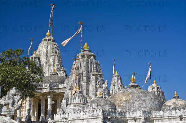 Domes and Shikhara towers of the temple complex on the holy mountain of Shatrunjaya