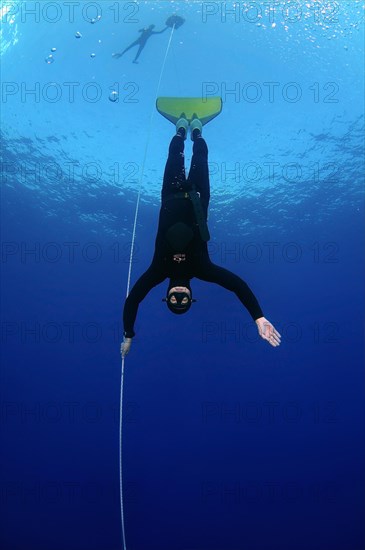 Freediver wearing a monofin