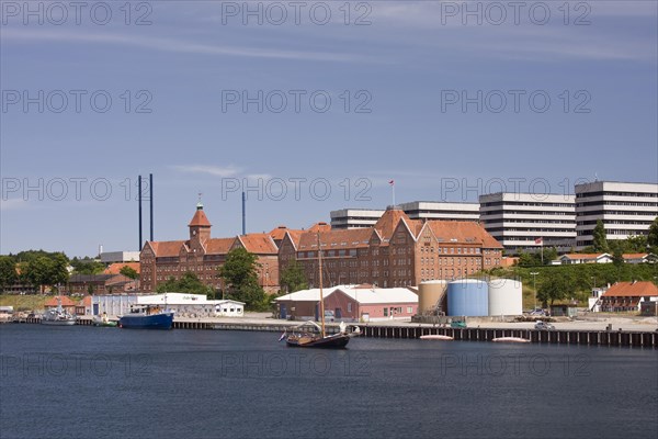 Boats at the harbour entrance to the port of Sønderborg