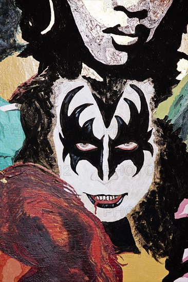 Painted portrait of Gene Simmons from the band Kiss