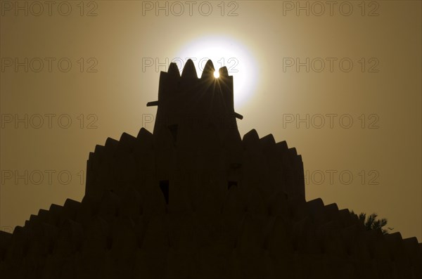 Silhouette of a tower of the Al Ain Palace Museum or Sheikh Zayed Palace Museum