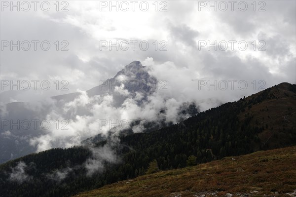 Peitlerkofel Mountain in the clouds