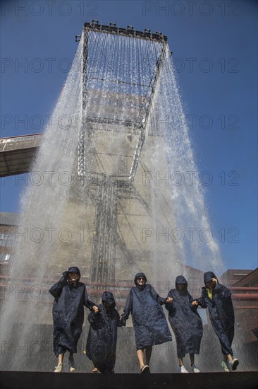 Art installation in front of the coal bunkers of the Zollverein "rAndom International: Tower - Instant Structure for Shaft XII - Urban Arts Ruhr"