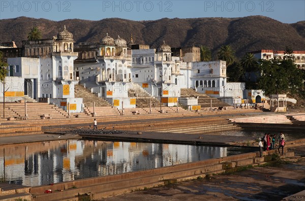 View over the ghats towards the holy city of Pushkar