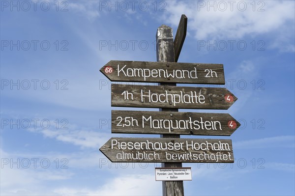 Signpost on Hochplatte mountain