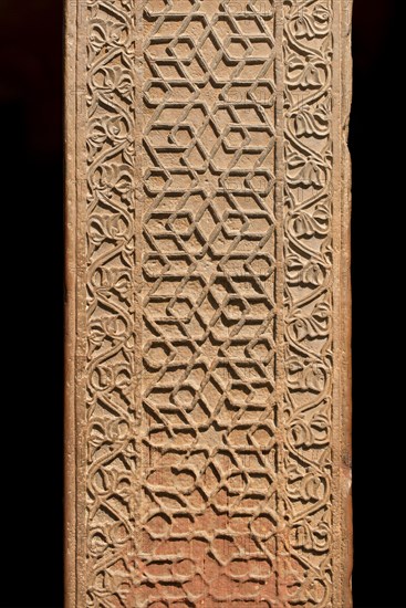 Decorative elements carved on a sandstone pillar