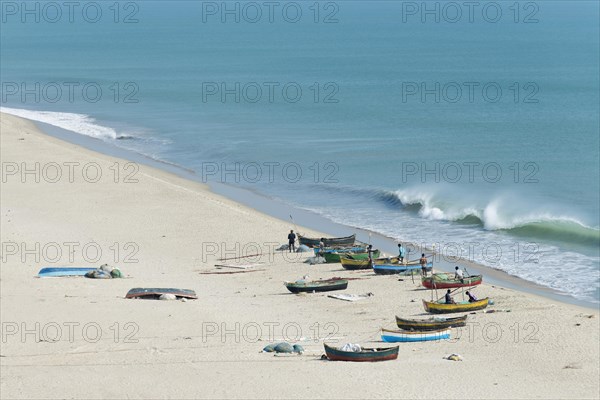 Colourful fishing boats on the beach