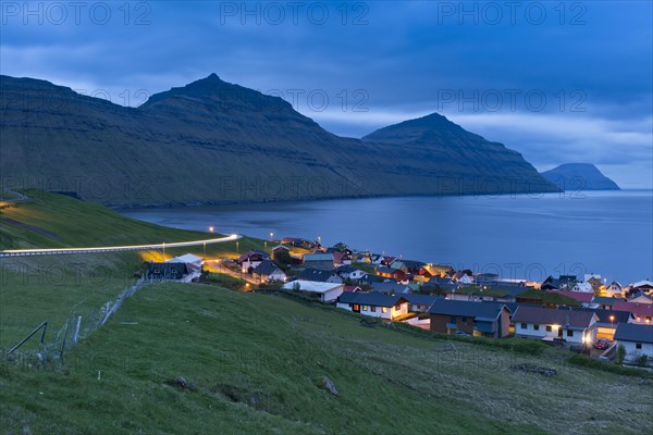 Bay and houses in the blue hour