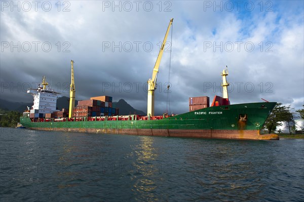 Container ship in the port