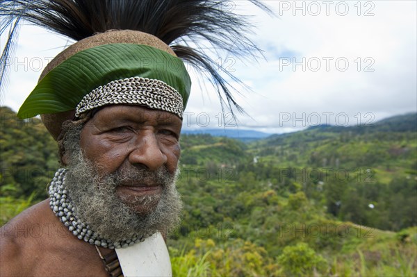 Traditionally dressed tribal chief in the Highlands