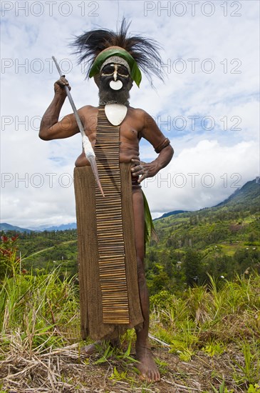 Decorated and painted tribal chief in the Highlands