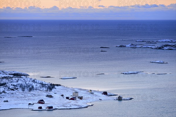 Fjord with islands during the blue hour
