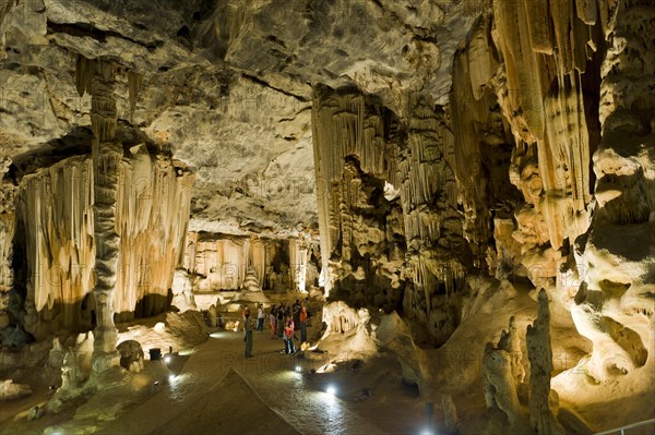 Stalactites and stalagmites in Van Zyl's Hall inside the Cango Caves