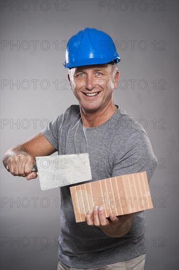 Construction worker wearing a hard hat