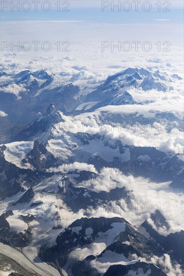 Aerial view of Mt Matterhorn with Gorner Glacier