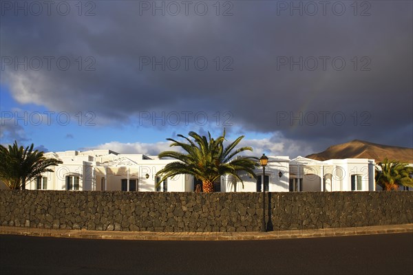 Hotel and apartment complex in the evening light