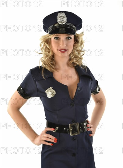 Policewoman in American police uniform