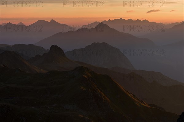 Sunrise above the Montafon mountains