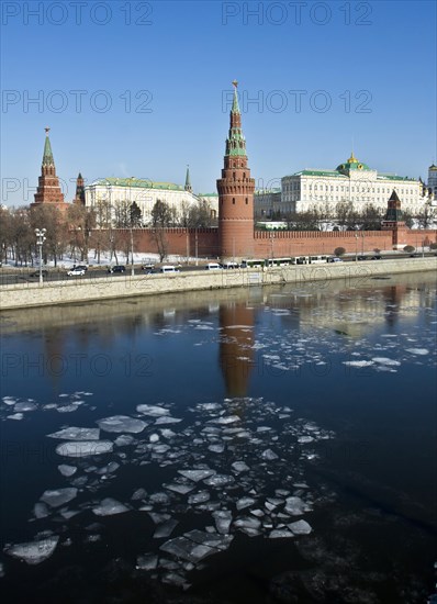 Moscow Kremlin with palace and cathedrals in spring