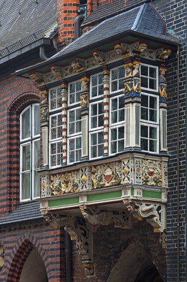 Wooden balcony of the historic Town Hall