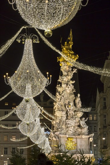 Plague Column with Christmas lights