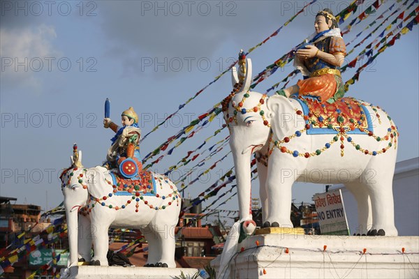Elephants at the entrance to Boudhanath Stupa