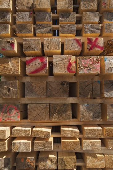 Stacked wooden slats